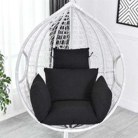 Coussin de remplacement pour chaise suspendue d'extérieur, amovible et lavable, épais et doté d'un oreiller (noir)-Crezuo (1/4)