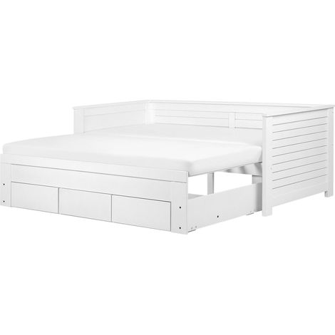 Bed with Storage Drawers Wood CAHORS 90 x 200 cm (EU Single) White (1/5)