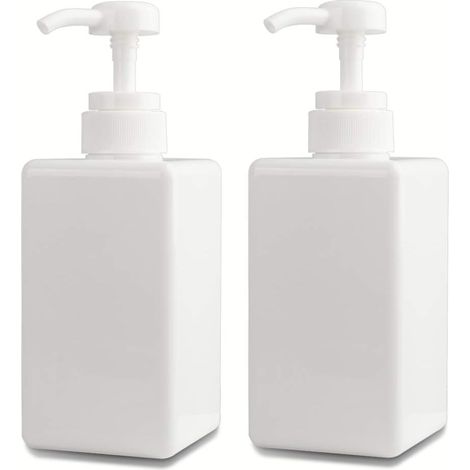 450 ml Seifenspender, Set mit 2 leeren Pumpflaschen, Plastikflaschenbehälter für Küche und Bad – Weiß (1/5)