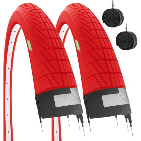 2 COPERTONI ROSSI 20 X 1.75 (47-406) + CAMERE PNEUMATICI STRADALI GRAZIELLA CITY BIKE BICI BAMBINO (1/5)