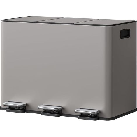 Poubelle tri sélectif 45L 3 compartiments à pédale métal