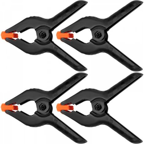 4 Pièces 8cm Pince à Ressort, Pinces à Ressort en Plastique Noir en Nylon, pour Projets de Bricolage, Studios Photo