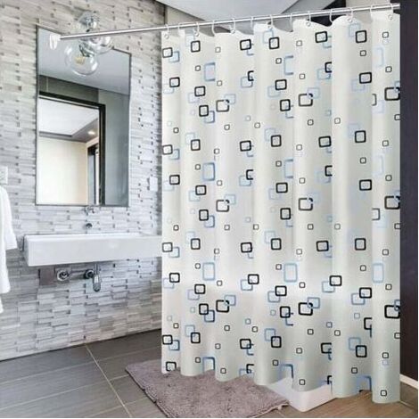 Rideau de douche - 200x200cm - Doublure de rideau de douche avec crochets et boucles - Anti-moisissure - Anti-bactérien - Imperméable et lavable - Adapté aux salles de bains (1/4)