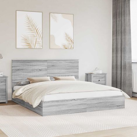 Storage Bed Grey Sonoma 180 x 200 cm Engineered Wood vidaXL (1/5)