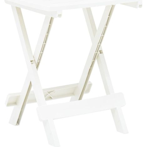 vidaXL Mesa plegable de jardín plástico blanco 45x43x50 cm (1/5)