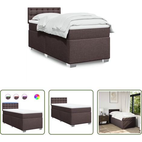 vidaXL Surmatelas -  Sommier à lattes de lit avec matelas Marron foncé 90x200 cm (1/5)