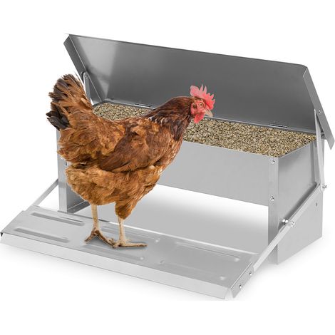 Randaco Mangiatoia automatica per polli 5kg, Acciaio Zincato con pedale, Antispreco