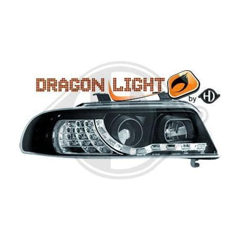 Paire Phares avant Daylight Led Audi A4 B5 Berline 1999 a 2001 Noir-34022352