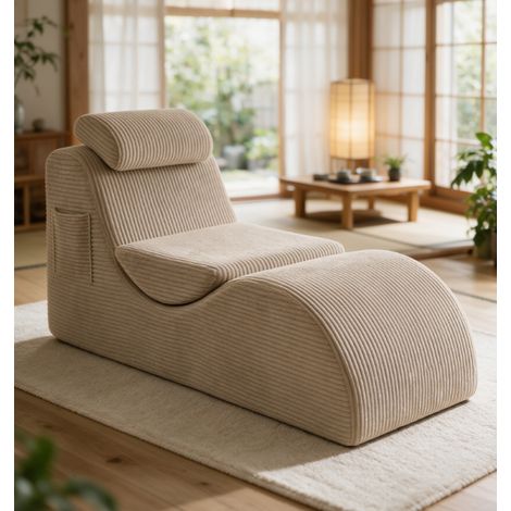 Fauteuil de détente ergonomique design scandinave, mousse à haute résilience, coussin déhoussable, poche intégrée, 160x66x79cm, 200kg (1/5)