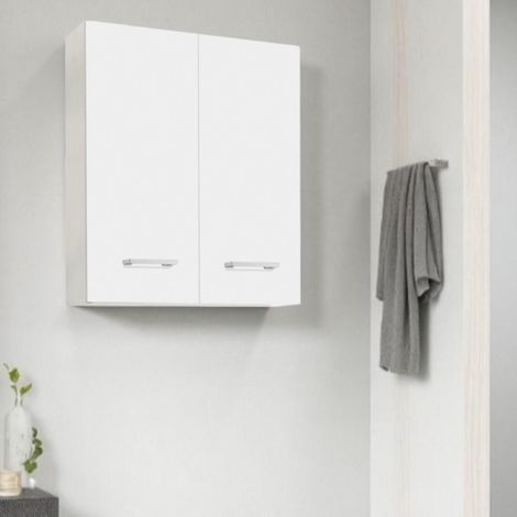 Pensile doppio sospeso Bianco opaco con maniglie cromate 60x22xh71 cm (1/2)