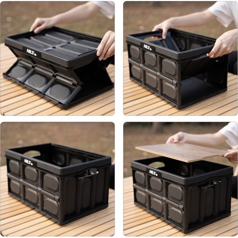 Caja de camping plegable con tapa, 20 l, 2 en 1
