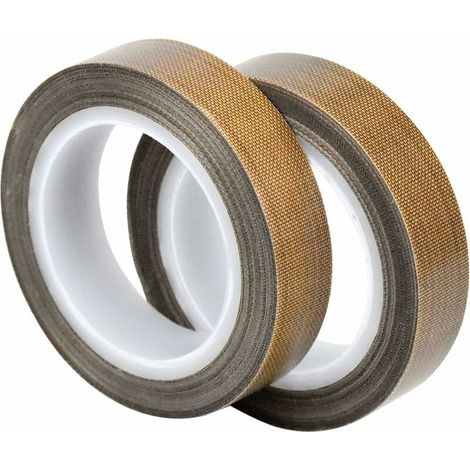 2 Rouleau de Ruban Adhésif, Haute Température Ruban, -100℃ - +260℃ Ruban Adhésif de Tissu de Verre Enduit PTFE, (13mm x 10m + 13mm x 10m) (1/5)