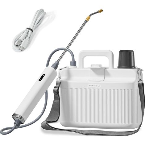 Pulverizador eléctrico de 5 litros, pulverizador a presión para jardín, pulverizador con lanza telescópica, boquilla de latón ajustable continuamente, tapa medidora transparente y correas para el homb (1/5)