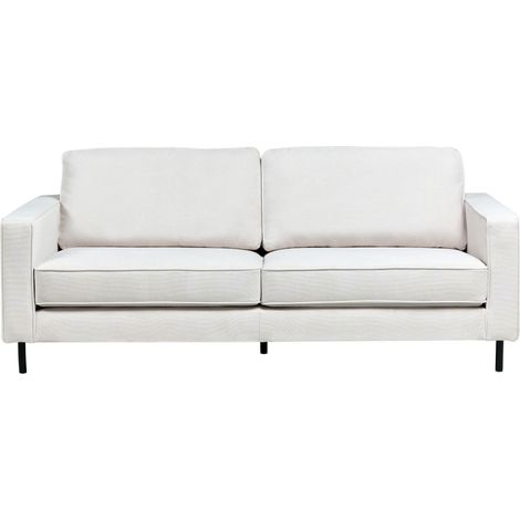 Divano moderno minimalista in tessuto 3 posti cuscini gambe in metallo bianco sporco Savalen (1/5)