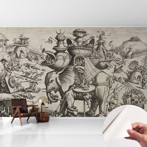 Carta da parati autoadesiva moderna - fotomurale - lavabile - ufficio - design moderno - Battaglia grottesca 416x254 cm (1/5)