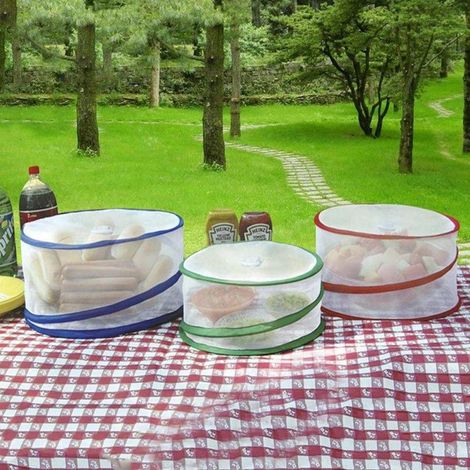 Set of 3 Folding Mesh Food Cover - Reusable Pop-up Food Cover for Kitchen Picnic BBQ Outdoor Protect (1/4)