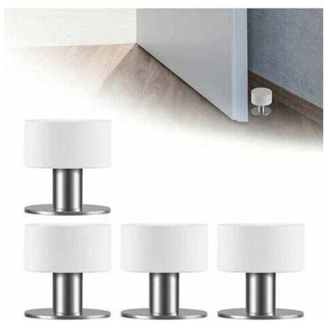 FENOPLASTICA4 Pièces Butoir de Porte Murale Adhesif, SL.GT Butoir Arrêts de Porte Door Stoppers Butée de Porte Sol Inox avec Caoutchouc Antichoc, Ruban Adhésif Double Face 3M (1/5)