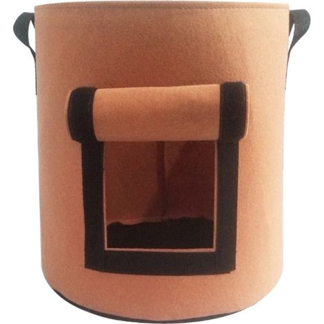 Saco de fieltro grueso para cultivar patatas, con asas y ventana.