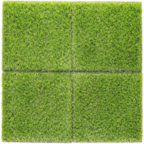 Alfombrilla de cĂ©sped Artificial - Set de 4X Alfombra de Hierba sintĂ©tica Cuadrada 30.3 CM - Recubrimiento Suelo Exterior terraza jardĂn (1/5)