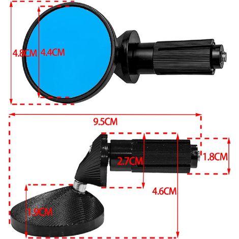 Motorcycle modification parts, mini round mirror, blue mirror, CNC aluminum alloy, fine workmanship, wear-resistant and durable. (1/4)