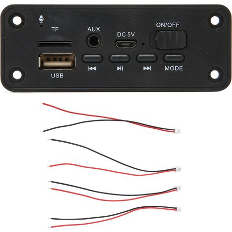 Carte de décodage MP3 Bluetooth 2 x 3 W, module Bluetooth 5.0 multifonction pour lecteur MP3, noir (1/4)