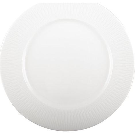Assiette à Dessert Ronde en Porcelaine Blanche et Liseré Doré 22,2 x 22,2 x 2,3 cm - PANGIVO (1/4)