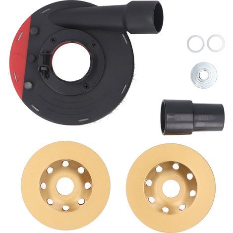 Carénage anti-poussière de 4 pouces pour meuleuse d'angle de 100mm 115mm avec 2 meules de polissage de pierre rouge noir (1/5)