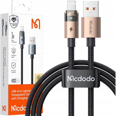 Cavo USB Mcdodo per ricarica rapida per iPhone Lightning PD 36W 1M LED oro (1/5)