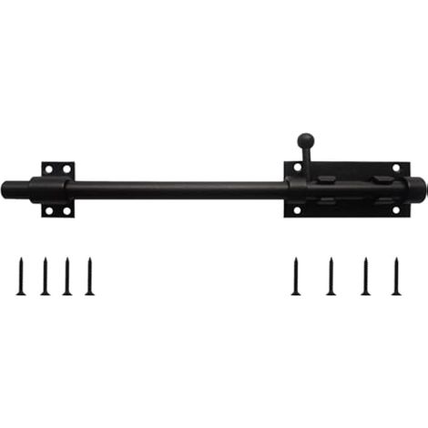 Loquet à boulon coulissant de 30,5 cm, noir, loquet à boulon à barillet robuste avec trou de cadenas, loquet de porte coulissant en acier inoxydable 304, matériel de verrouillage de porte épais (1/5)