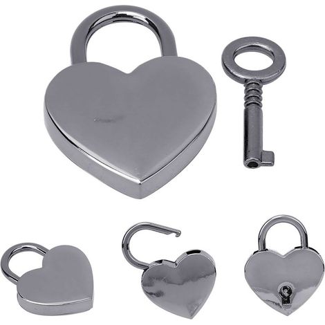 Cadenas à Cœur Vintage 30x39mm Noir avec 2 Clés - Décoration Maison et Loisirs Créatifs (1/4)