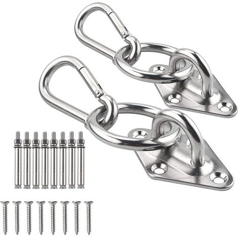 Kit de suspension pour hamac comprenant des crochets et des mousquetons robustes, idéal pour une véranda, un jardin, un balcon ou une pergola. (1/4)