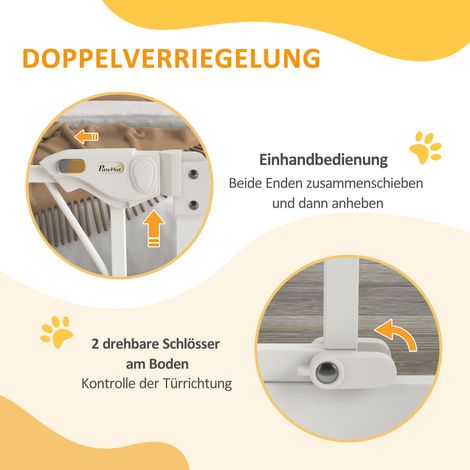 Barrière de sécurité pour escalier et porte, barrière pour chien, 100 cm x 4 cm x 76 cm, blanc (1/5)