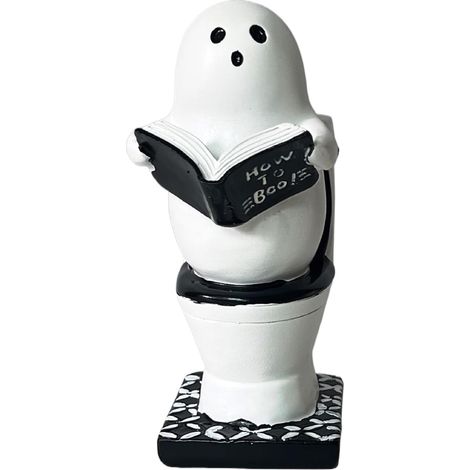 Figurine de fantôme Sculpture Gothique Mignonne  Figure de Fantôme Lisant un Livre Pour hommes et femmes fête, figurine sculpture mignonne festive, maison bureau étagère (1/5)