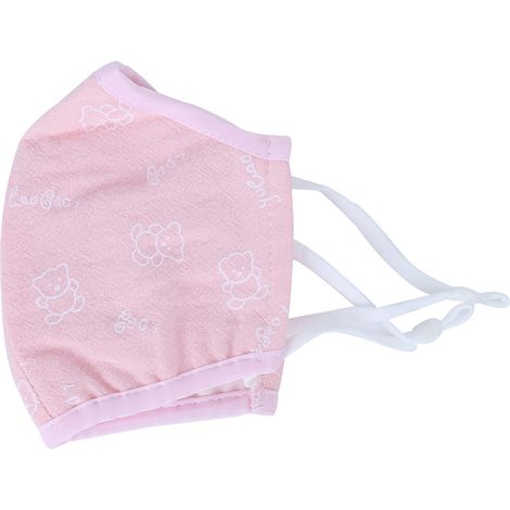 2 Stück staubdichte Mund-Nasen-Bedeckungen aus atmungsaktiver Baumwolle für den täglichen Gebrauch, Anti-Smog-Gesichtsschutz für Kinder, rosa Aufdruck (1/5)