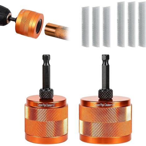 Brosse de Nettoyage pour Tuyaux en Cuivre 15 mm & 22 mm pour Perceuse avec Queue de 1/4", Brosse Métallique pour Tube en Cuivre, Spécialement Conçu pour Éliminer la Rouille (1/5)