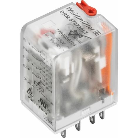 Weidmüller DRM570524LT D-SERIES DRM, Relé, Contactos: 4, Conmutador, AgNi chapado en oro, 24 V AC, 5 A, Conexión enchufable, 7760056101