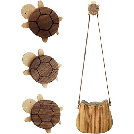 Gancho de pared de madera para abrigos, diseño de tortuga, decorativo para la cocina, perchero, colgador para el hogar.