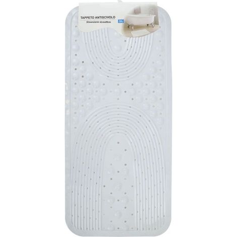 TRADE SHOP - Tappeto Antiscivolo Per Vasca Da Bagno Doccia Bianco 42x90 Cm Rettangolare 87553 -