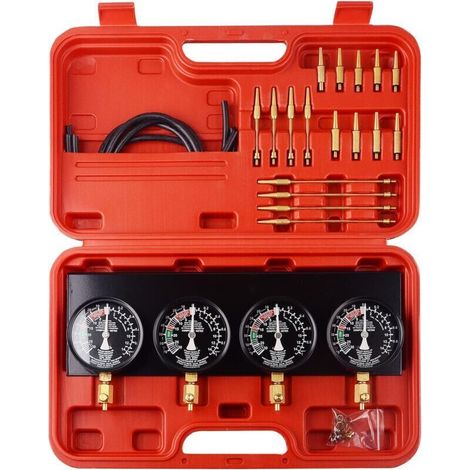 Fuel Vacuum Synchronizer Set 4pcs Fixed Plate Carburetor Synchronization Vacuum Gauges for Car Automotive Tool Kit for Motorcycle Universal Car (1/5)