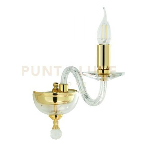 APPLIQUE  PAGANINI CRISTALLO ORO 1 LUCI ATTACCO E14 H.30CM