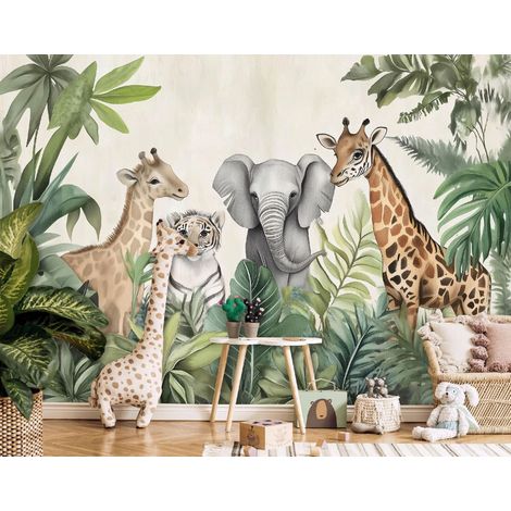 Fototapete Tiere Dschungel, für Kinderzimmer, 150 x 105 cm – Komplettset inkl. Kleister & Anleitung (1/5)