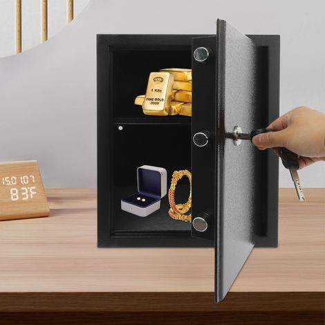 Coffre fort en acier robuste 35l, armoire de rangement pour objets de valeur, haute sécurité, bureau à domicile, avec clé (1/5)