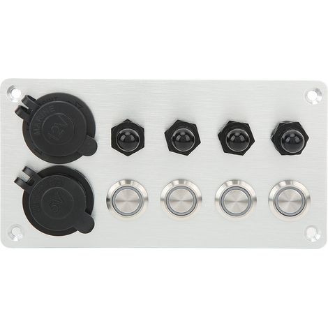 Panneau de Commande 4 Interrupteurs avec Disjoncteurs, Prise Allume-Cigare, Port USB Chargeur, Rétroéclairage Bleu pour Camping-Car (1/5)