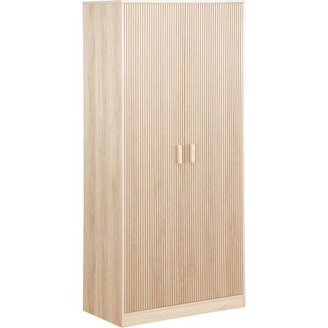 Dressing room, 2-door wardrobe with hanging space and LINEAR storage units, laminated panels and spruce legs W 80 x D 48 x H 180cm