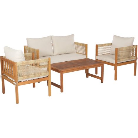 Set di mobili da giardino 4 pezzi in legno di acacia beige naturale 030010530