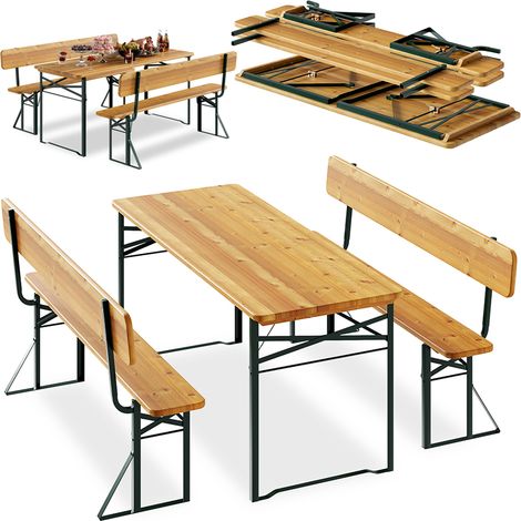 Set Birreria con 2 Panche e Tavolo Pieghevole Seduta con Schienale Salvaspazio