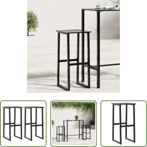 Gartenstühle -  Barhocker 2 Stk. Schwarz 38x38x80 cm Pulverbeschichteter Stahl (1/5)