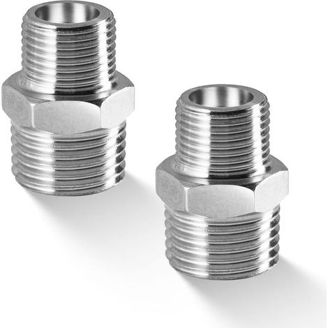 Lot de 2 raccords de tuyau de douche, adaptateur de tuyau de douche en acier inoxydable, raccords de tuyau mâles, accessoires de remplacement (1/5)