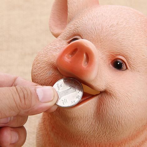 Tirelire enfant forme cochon, dessin animé, boîte de rangement monnaie jouet, cadeau anniversaire, coffre pour pièces articles ménagers. (1/2)