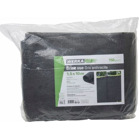 Werka Pro – Brise vue gris anthracite 1,50 x 10m – Opacité 85% – Polyéthylène renforcé 150g/m² – Liseré orange pour esthétique